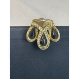 La France Women's Black Rhinestone Snap Closure Evening Clutch Gold Tone Sz S