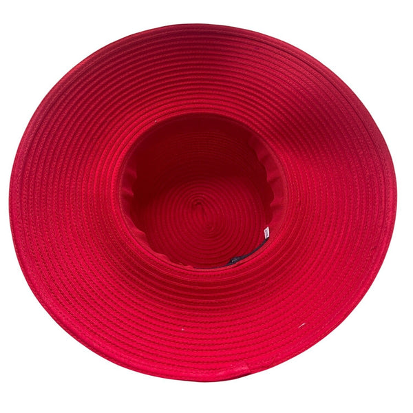 Whittall & Shon Womens Red Dress Hat With Decorative Flower