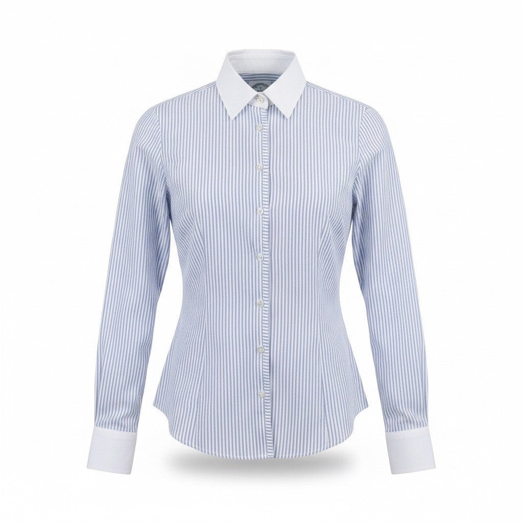 Brooks Brothers Womens Blue & White Non-Iron Fitted Striped Shirt Size 4