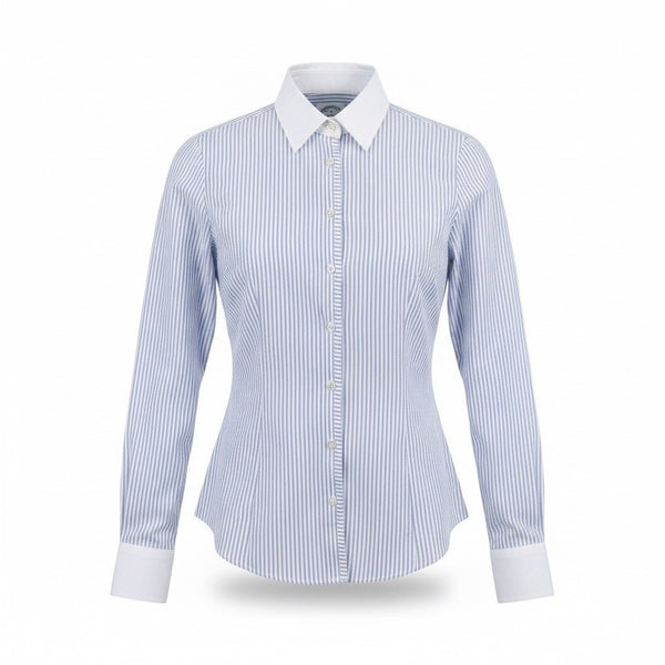 Brooks Brothers Womens Blue & White Non-Iron Fitted Striped Shirt Size 4