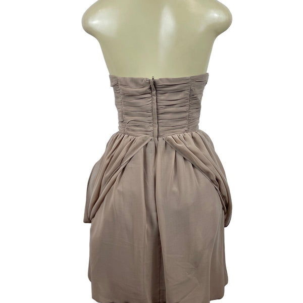H&M Womens Taupe Strapless Ruffle Dress Size 12 New
