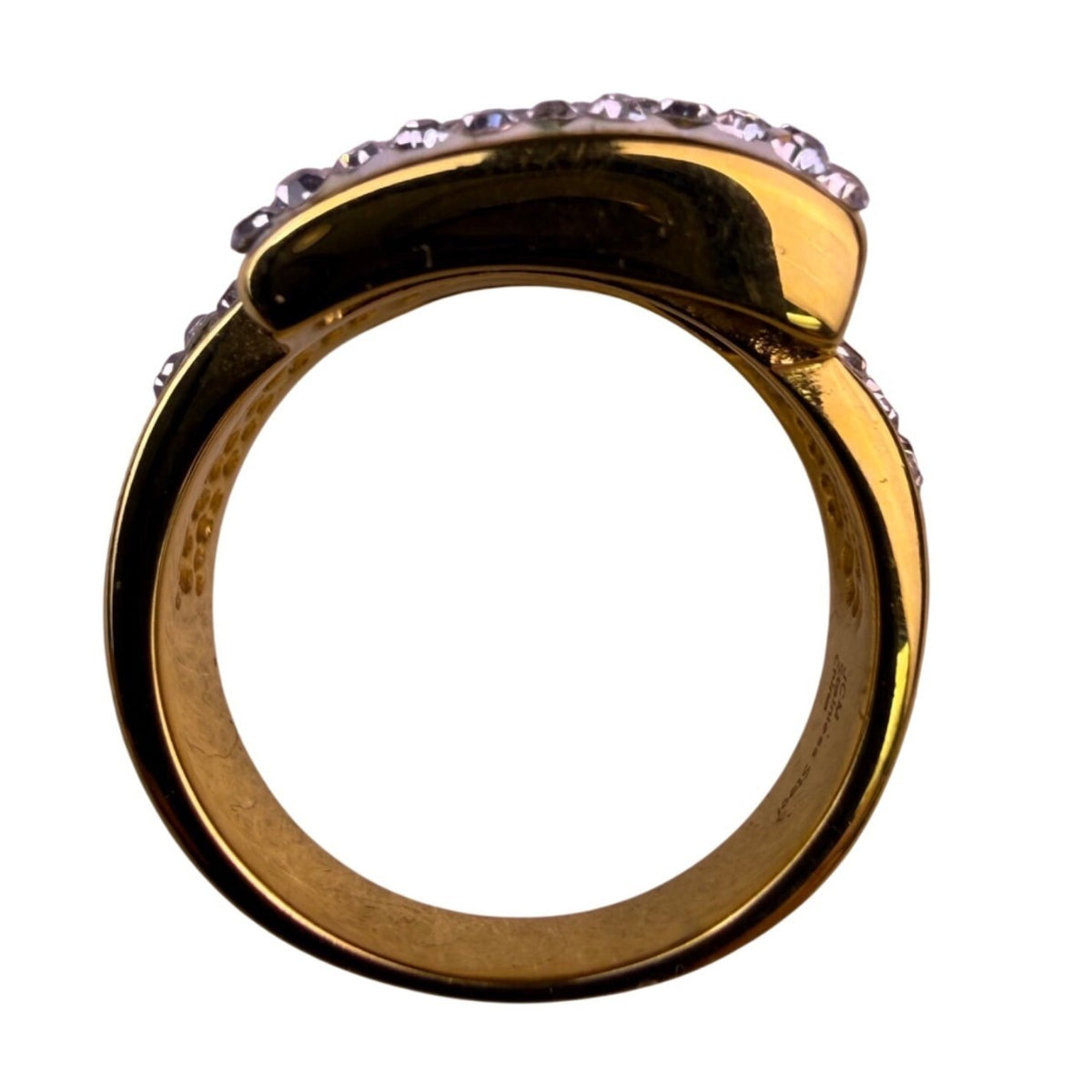 Jcm Womens Gold Tone Stainless Steel Rhinestone Belt Buckle Design Ring