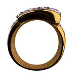 Jcm Womens Gold Tone Stainless Steel Rhinestone Belt Buckle Design Ring