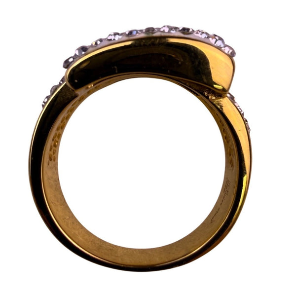 Jcm Womens Gold Tone Stainless Steel Rhinestone Belt Buckle Design Ring