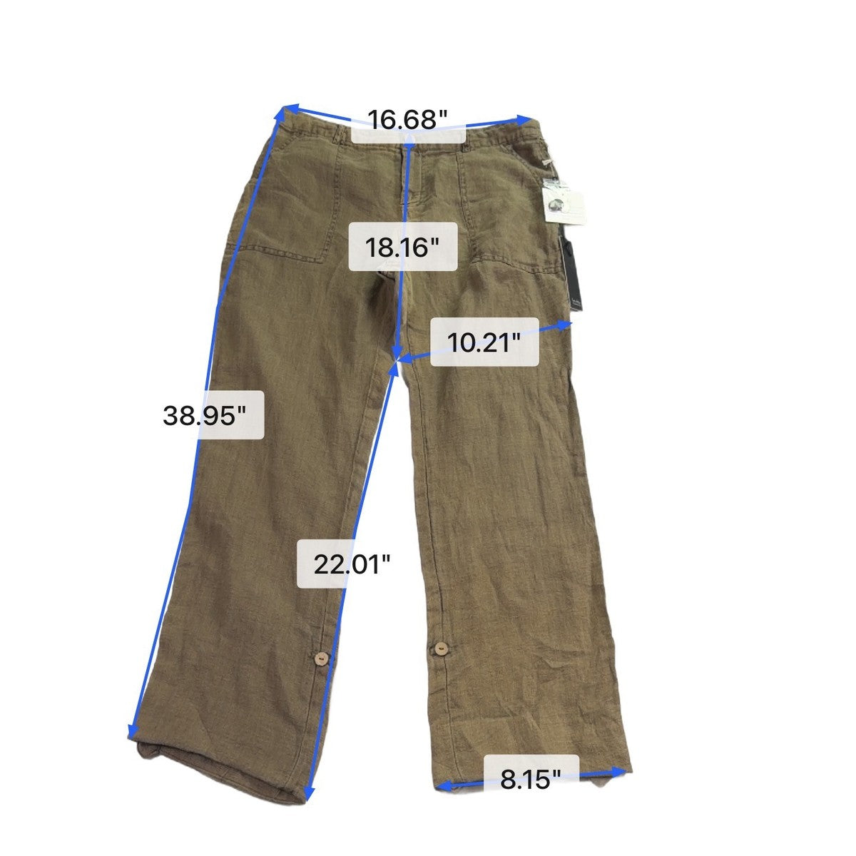Nicole Miller Womens Khaki Straight-Leg Pants Button Accents Size US 10