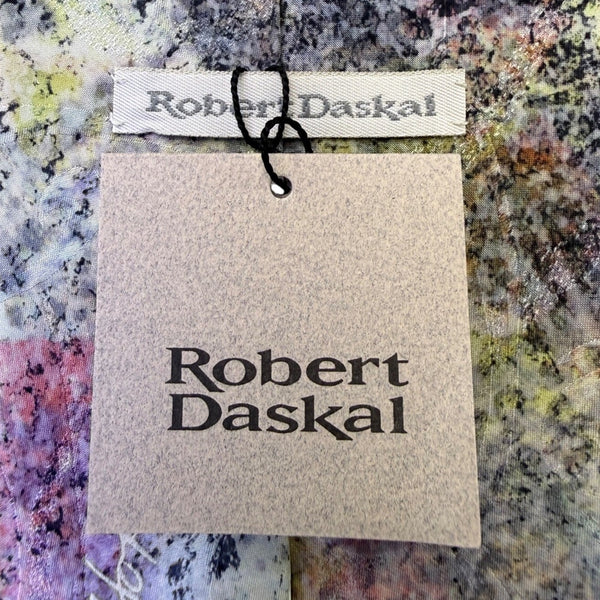 Robert Daskal Mens Multicolor 100% Silk Hand-Painted Tie Abstract Design