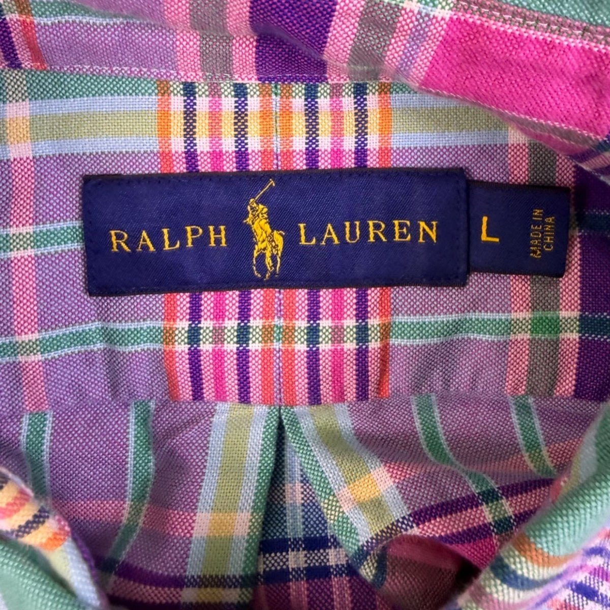 Ralph Lauren Mens Multi-Color Cotton Plaid Long Sleeve Button Down Shirt Size L