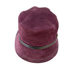 Coach Womens Burgundy Leather Bucket Hat M/L Adjustable Stylish Design