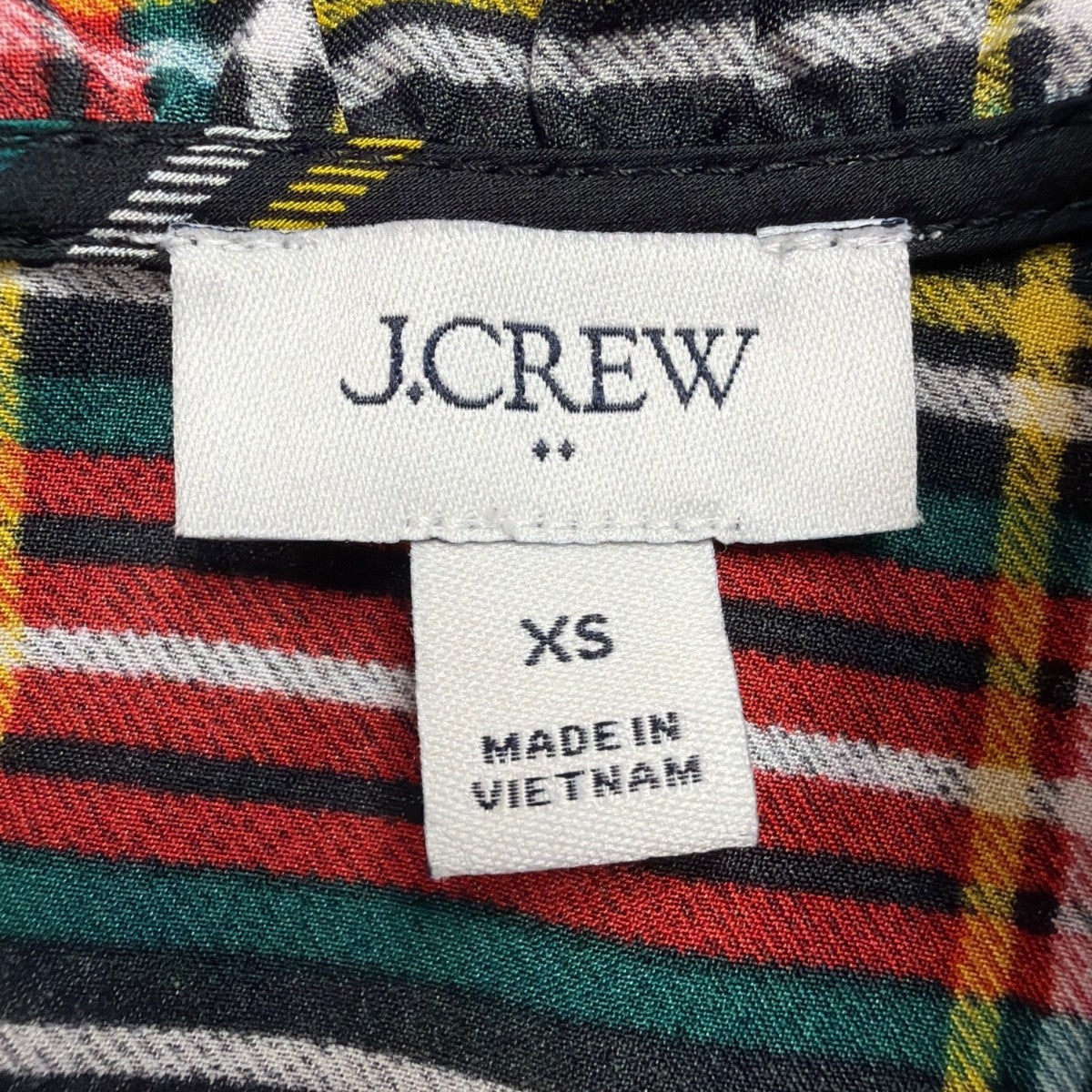 J.Crew Women’s Plaid Ruffle Neck Sleeveless Top Black/Red Lightweight Sz XS