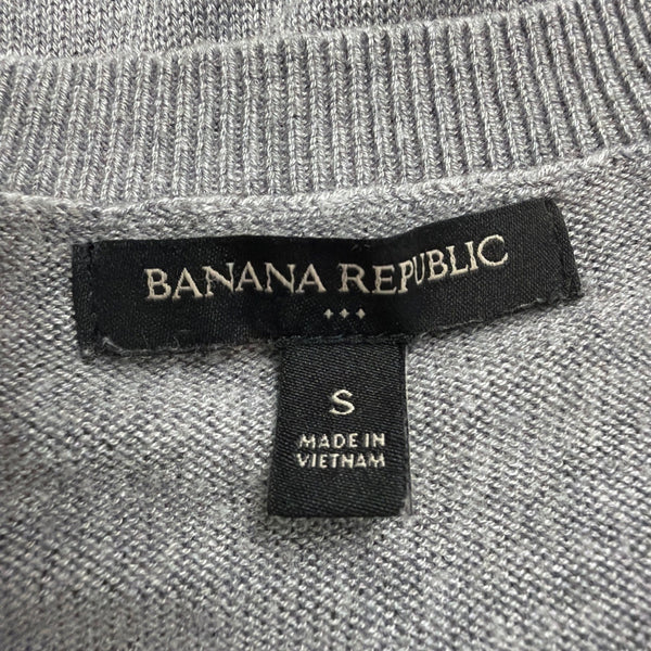 Banana Republic Women Gray V-Neck Sweater Classic Knit Pullover Size S