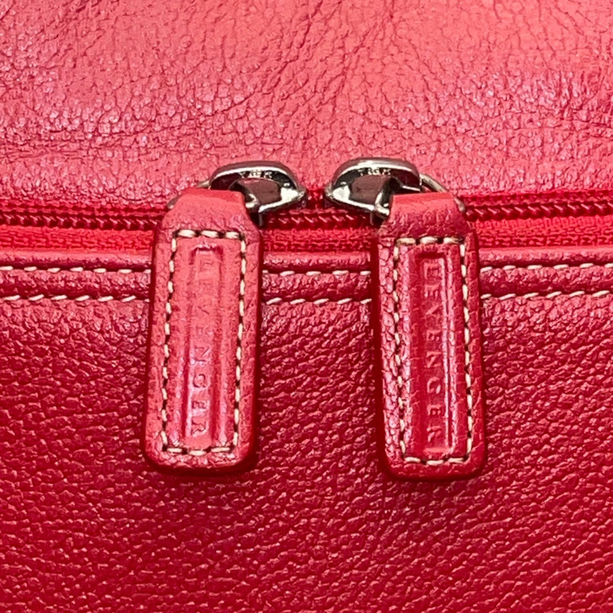Levenger Women’s Red Leather Briefcase Laptop Bag Dual Handles & Shoulder Strap