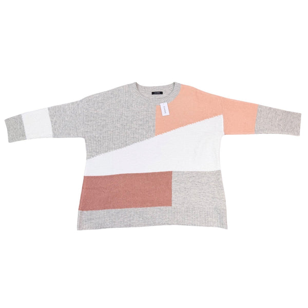 Evans Womens Multicolor Knit Oversized Colorblock Sweater Size 26/28