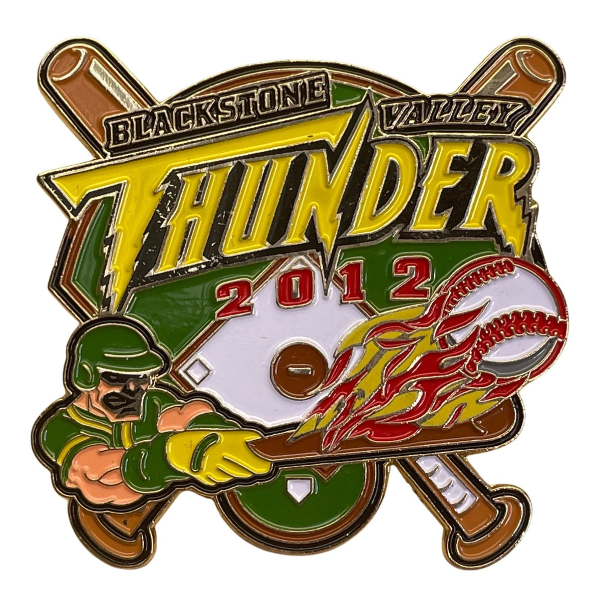 Blackstone Valley Thunder 2012 Baseball Pin With Flaming Ball Design