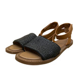 Sarto Women’s Black & Brown Leather/Raffia Open-Toe Slingback Sandals Size 10M