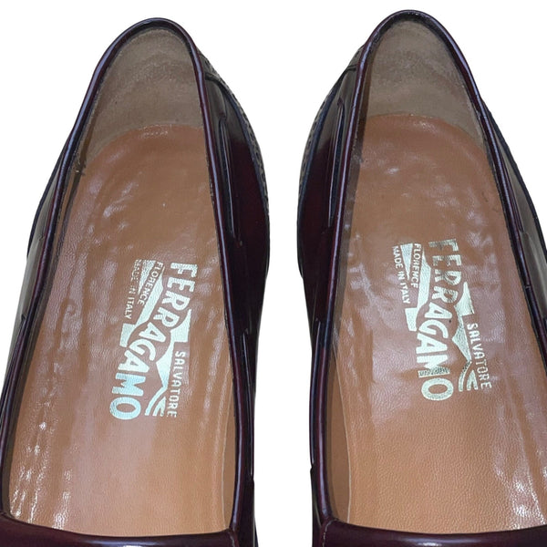 Salvatore Ferragamo Men’s Burgundy Leather Tassel Brogue Accent Loafers Size 13