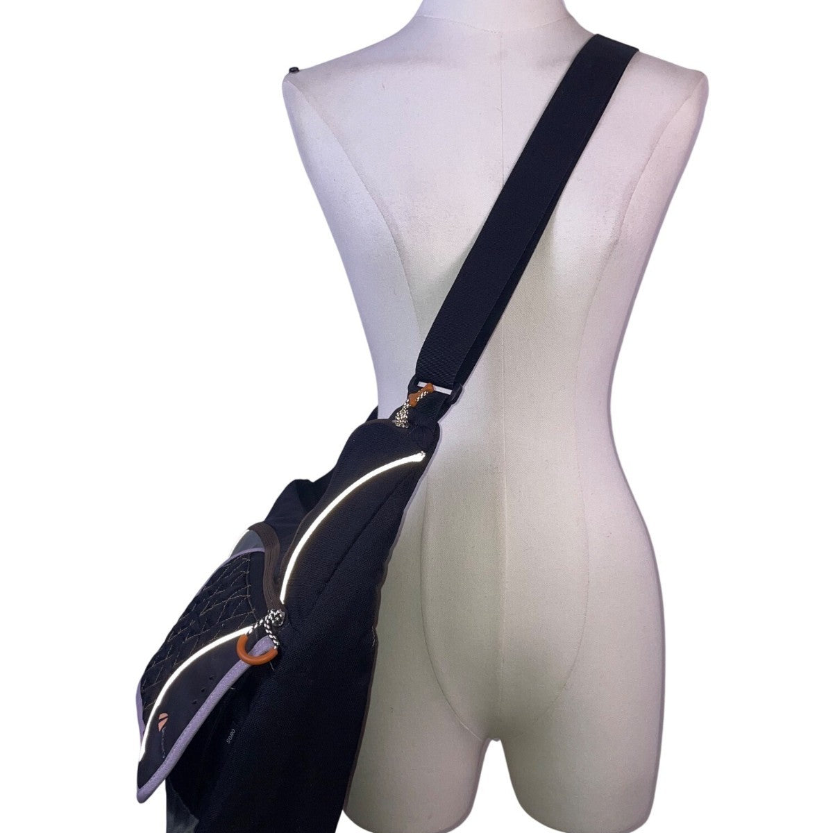 Detours Women’s Black & Gray Quilted Nylon Reflective Crossbody Messenger Bag