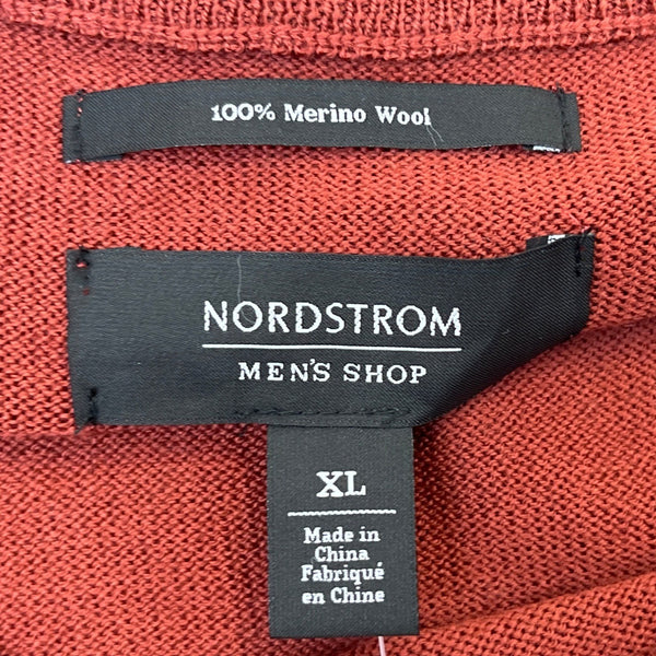 Nordstrom Mens Burgundy Russet 100% Merino Wool Crewneck Sweater Size XL - New