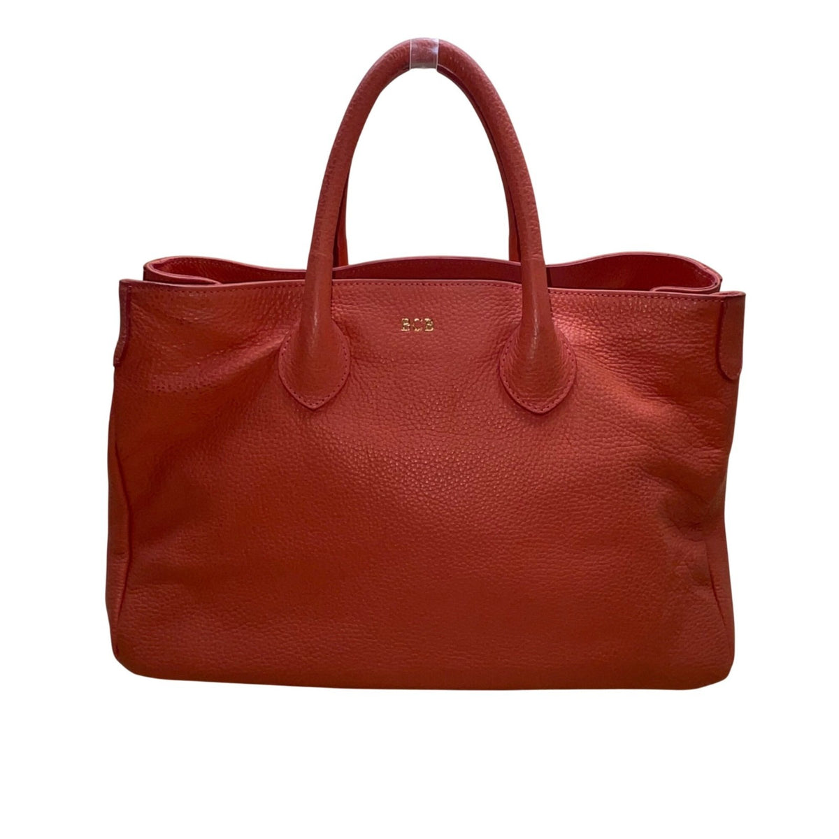 Mark & Graham Women’s Red Leather Gold BCB Initial Details Tote Bag Size L