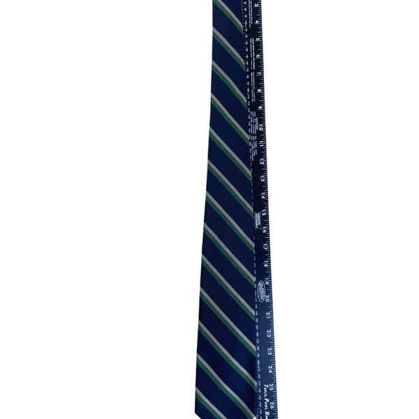 Vintage Brooks Brothers Navy All Silk Striped Tie Green Blue Business Classic