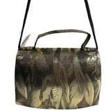 Epstein's Women's Gold Plant Canvas With Magnet Snap Crossbody Bag Sz S - NWT