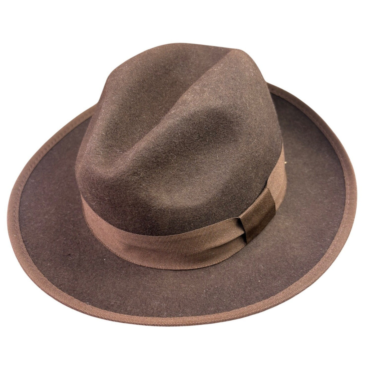 BCBGMaxAzria Womens Brown Wool Fedora Hat Medium Stylish Wide Brim Design 57CM