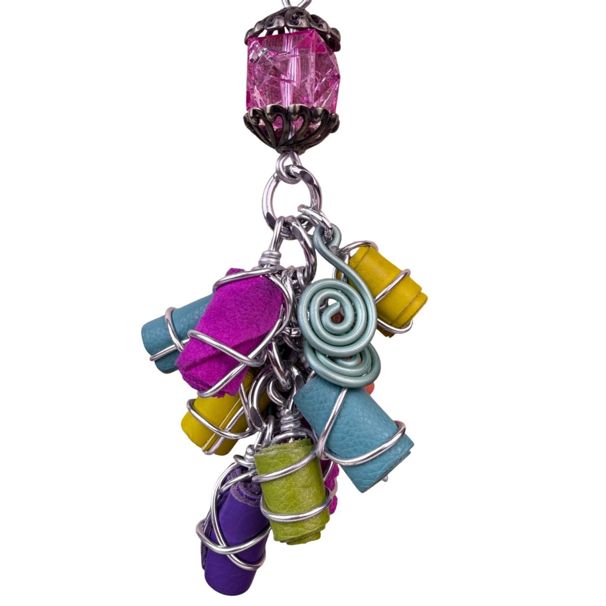 Handcrafted Womens Multi-Color Leather & Metal Necklace Bracelet Earring Set