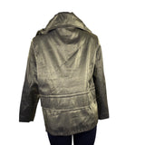 Hilary Radley Women’s Metallic Green Jacket Drawstring Long Sleeves Sz L