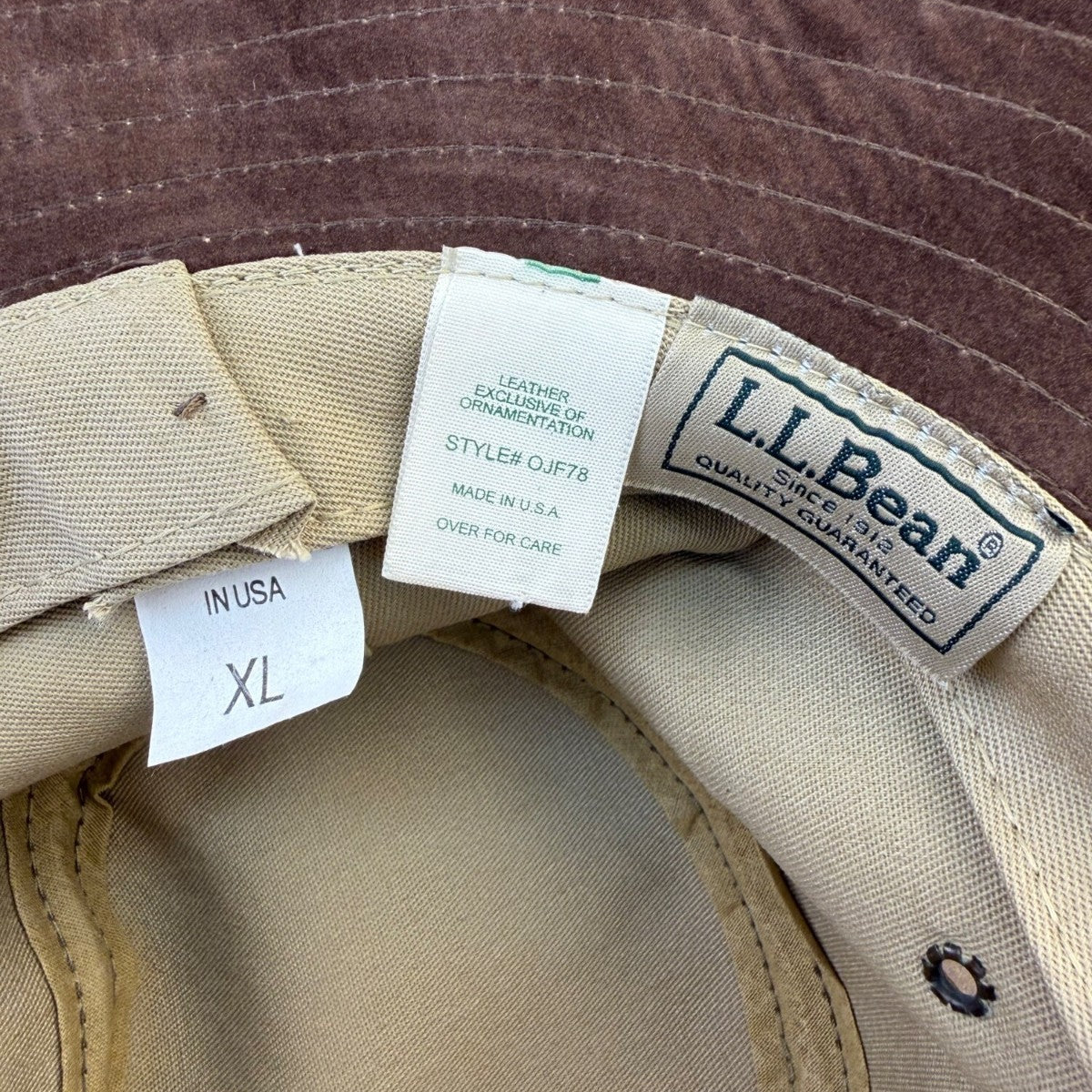 L.L.Bean Mens Brown Leather Safari-Style Hat Durable Outdoor Sun Hat