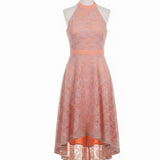 Acevog Womens Peach Lace Sleeveless High-Low Dress Size M
