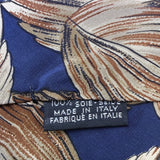 Alfani Mens Blue & Brown 100% Silk Patterned Necktie Made In Italy