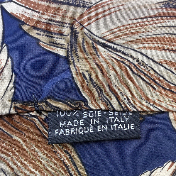 Alfani Mens Blue & Brown 100% Silk Patterned Necktie Made In Italy