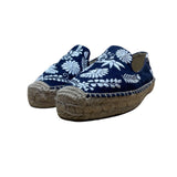 Soludos Women’s Blue Jute White Embroidery Slip-On Espadrilles Shoes Size 8