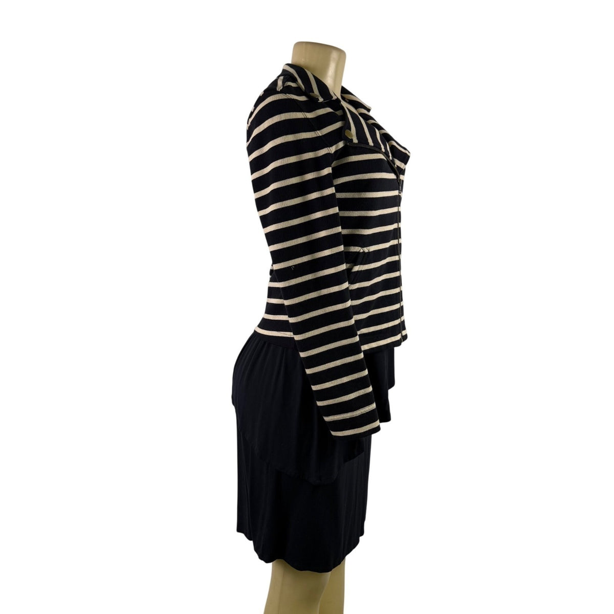 Lilla  P Women’s Navy Blue Dress & Striped Blazer Set Versatile Style Size S