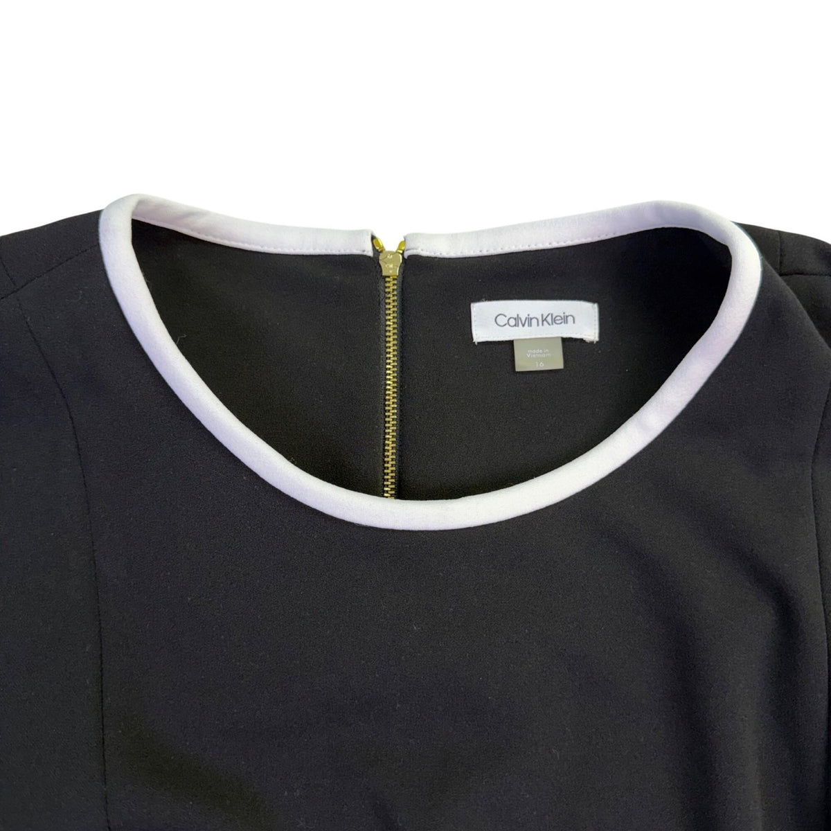 Calvin Klein Womens Black Classic Bell Sleeve Sheath Dress Size 16 