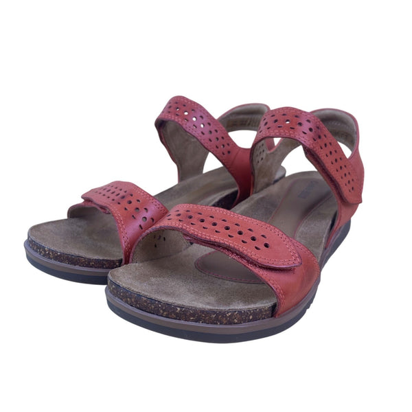 Cobb Hill Women’s Red Leather Cork Sole Adjustable Strap Sandals Size 7US