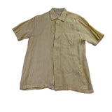 Alex Cannon Mens Yellow Short Sleeve Linen Button-Down Shirt Chest Pocket Sz XL