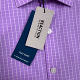 Kenneth Cole Reaction Mens Lavender Cotton Flex Slim Fit Long Sleeve Dress Shirt