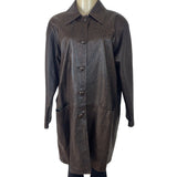 Shimba Womens Brown Exclusive Leather Coat Sz L