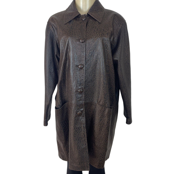 Shimba Womens Brown Exclusive Leather Coat Sz L