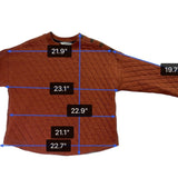 Orvis Womens Rust Quilted Crew Neck Pullover Sweatshirt W/ Button Detail Sz S