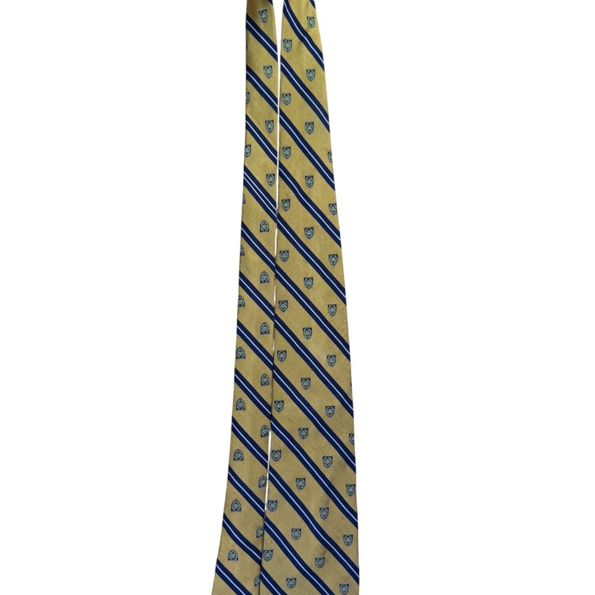 Brooks Brothers Mens Yellow & Blue Silk Striped Shield Pattern Tie
