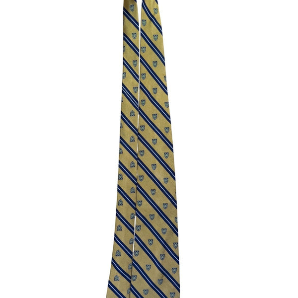 Brooks Brothers Mens Yellow & Blue Silk Striped Shield Pattern Tie