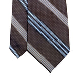 Golden Creation Mens Brown Striped & Polka Dot Tie Classic Design 