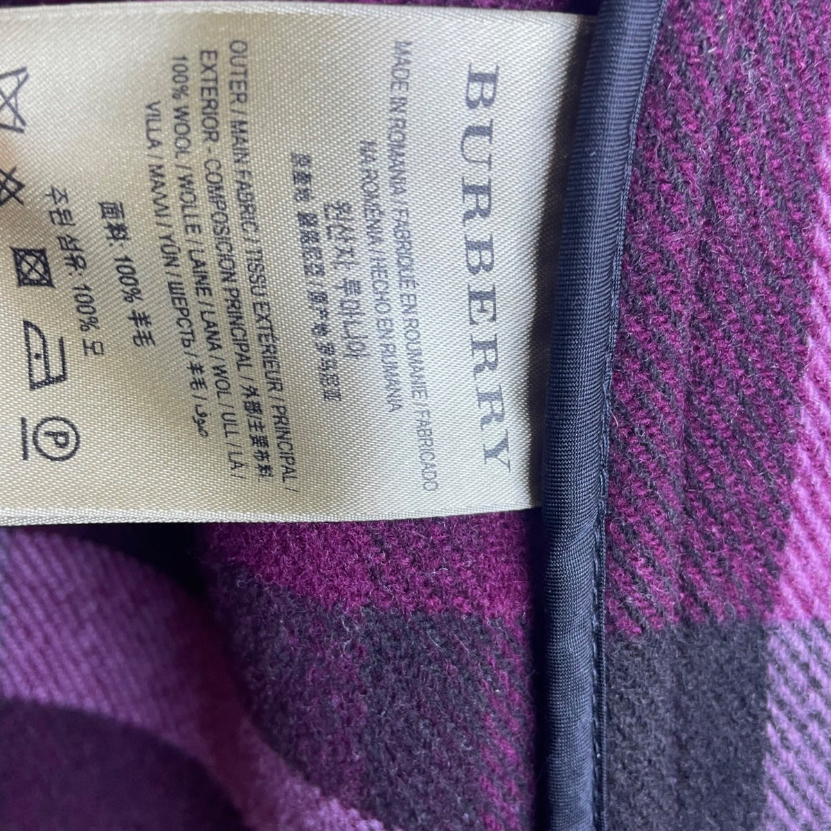 Women’s Magenta Plaid Wool Toggle Coat Hooded Classic Winter Size 8