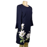 Hobbs Womens Navy Floral Print Bell Sleeve Dress Size US 4