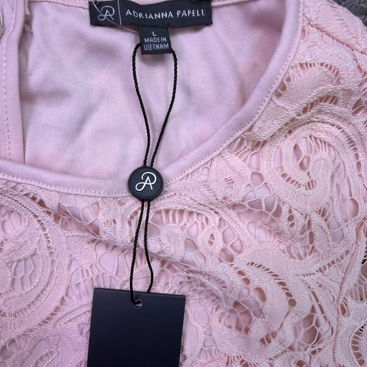 Adrianna Papell Womens Pink Lace & Bell Sleeve Peplum Blouse Size L
