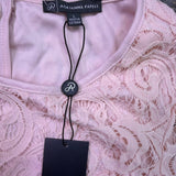 Adrianna Papell Womens Pink Lace & Bell Sleeve Peplum Blouse Size L