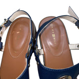 Tommy Hilfiger Women’s Navy Blue Golden Logo Detail Block Heel Sandals Size 9.5