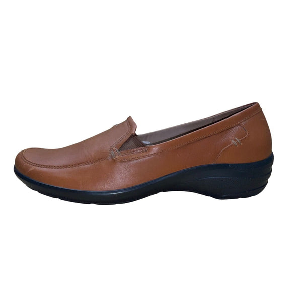 Hotter Women’s Brown Leather Comfort Envy Slip-On Loafers Size 9US
