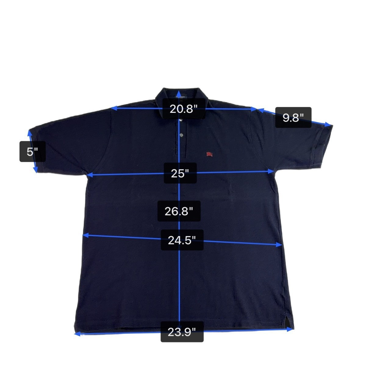 Mens Navy Blue Cotton Polo Shirt With Logo Embroidery Sz XL
